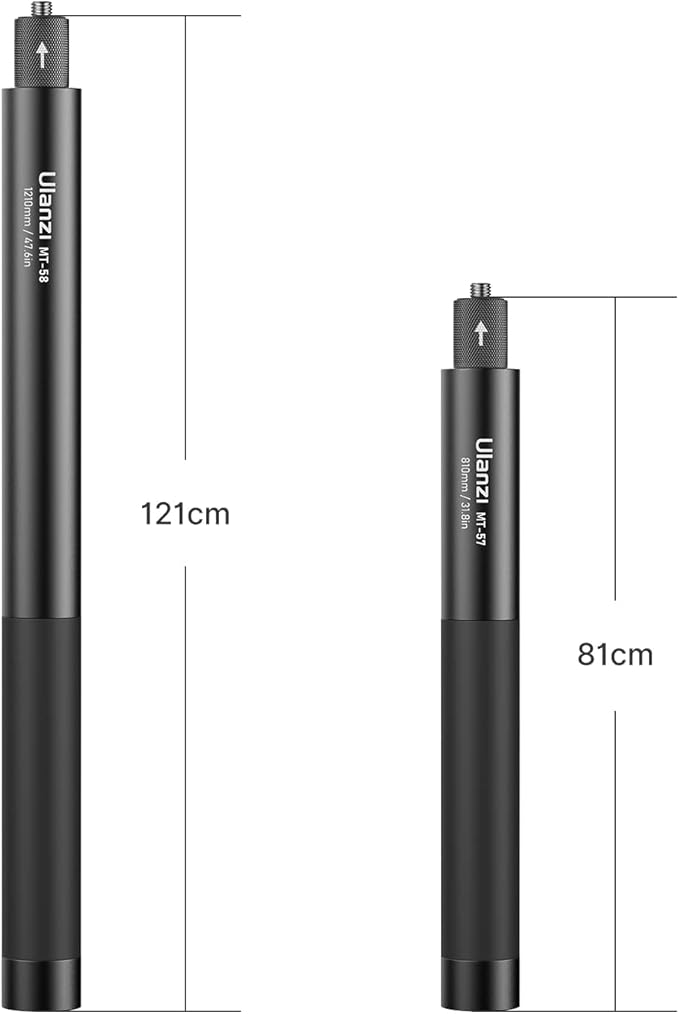 47.64" Action Cameras Selfie Stick Extendable for Insta360 Sports Camera, Selfie Vlogging Invisible Extension Pole