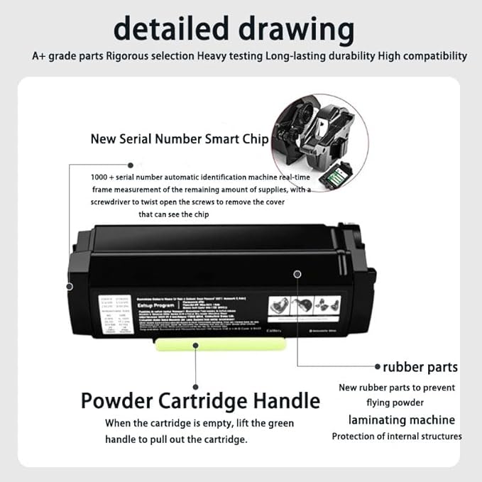 56F1U00 56F1U0E Ultra High Yield Compatible Toner Cartridge（25000 Pages） Remanufactured for Lexmark 56F1U00 56F0U0G 56F0UA0 56F1U0E for MS521, MS621, MS622, MX521, MX522, MX622 Laser Printer