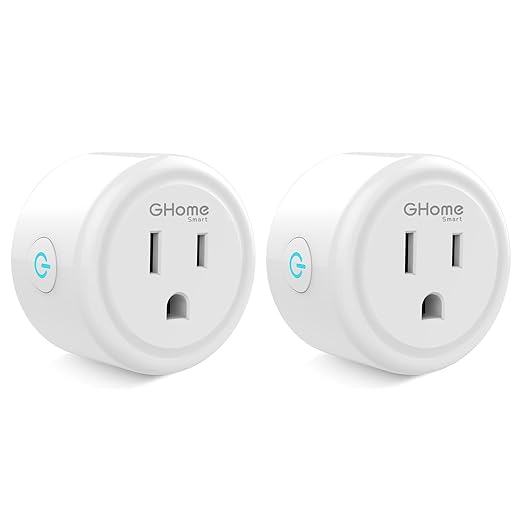 GHome Smart Plug Mini, WiFi Smart Outlet Plug Works with Alexa and Google Home, Timer Outlet with APP Control, Smart Plugs Only Supports 2.4GHz Network, No Hub Required, ETL FCC Listed, White