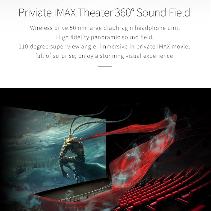 VR Headset for iPhone & Android Phones with Wireless Headphones, Virtual Reality Goggles Set for 4.5"-6.5" Phones，3D VR Glasses for IMAX Movies &VR Games