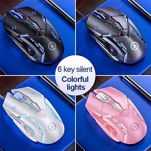 Gaming Mouse Wired, USB Computer Mice for Game & Daily, Chroma RGB Backlit, 4 Adjustable DPI Up to 3200 DPI, Comfortable Grip Ergonomic Mice for PC, Laptop, Mac, Windows (White)