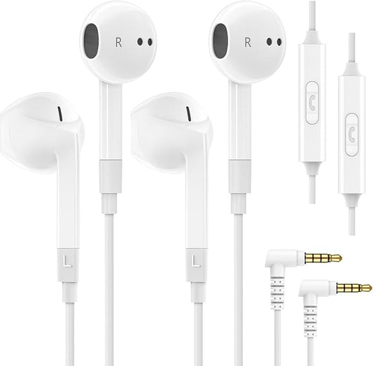 LUDOS FEROX 2 Pack Wired Earbuds in-Ear Headphones, 5 Year Warranty, Earphones with Microphone, Noise Isolation for 3.5mm Jack Ear Buds for iPhone, Samsung, Computer, Laptop, Kids, School Students