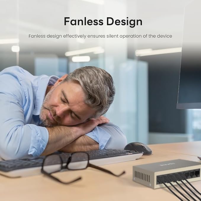 Tenda TEG1008M, 8 Port Gigabit Switch, Unmanaged Ethernet Switch with Traffic Optimization, Plug & Play, Fanless & Metal Design Network Switch Hub, Desktop/ Wall-Mount, Limited Lifetime Protection