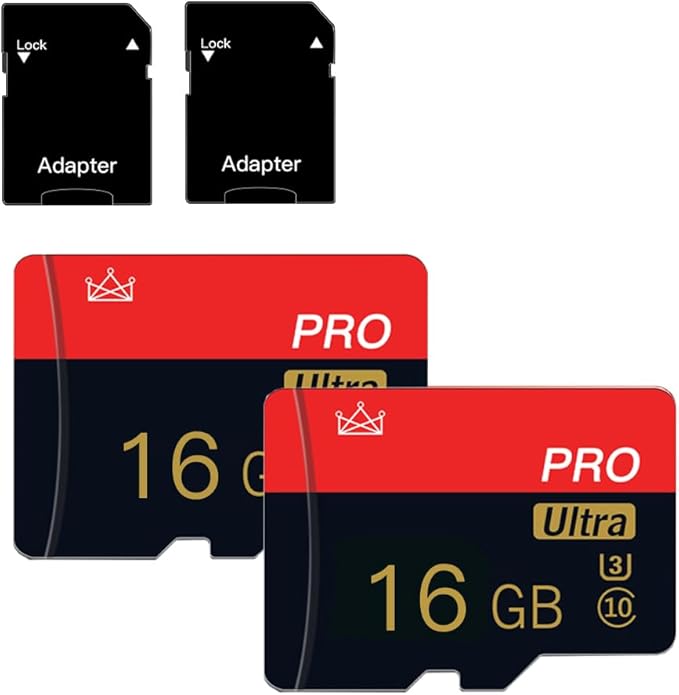 2 Pack Micro Memory Card 16GB Class 10 with Adapter High Speed Memory Card for Tablet,Camera,Drone