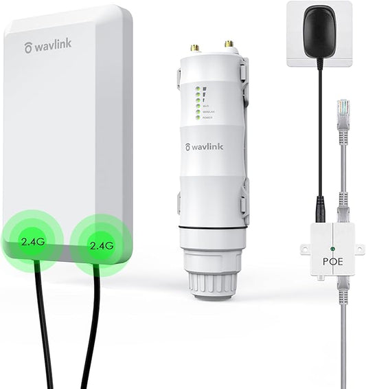 WAVLINK N300 Wireless Outdoor Access Point with PoE Powered, Waterproof, Outdoor Wi-Fi Extender Long Range with AP/Router/Repeater Modes, 11 dBi Directional Antennas