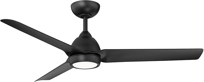 WAC Smart Fans Mocha Indoor and Outdoor 3-Blade Smart Home Ceiling Fan 54in Matte Black with 3000K LED Light Kit and Remote Control works with Alexa and iOS or Android App