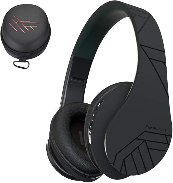 PowerLocus Bluetooth Over-Ear Headphones, Wireless Stereo Foldable Headphones Wireless and Wired Headsets with Built-in Mic, Micro SD/TF, FM for iPhone/Samsung/iPad/PC (Black)