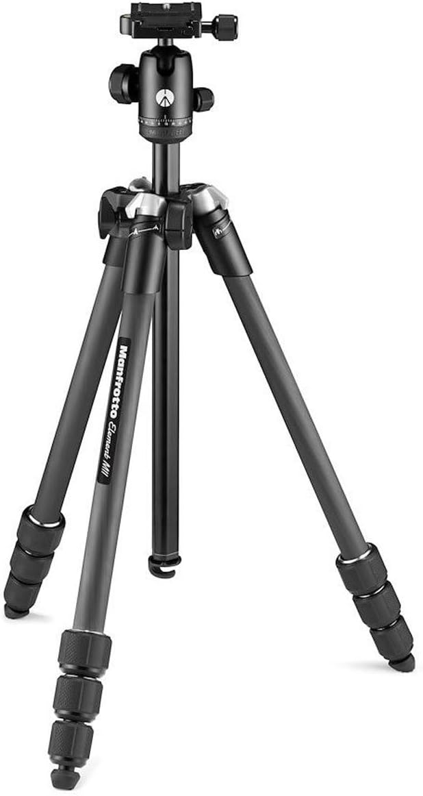 Manfrotto Element MII Mobile Bluetooth 4-Section Carbon Fiber Traveler Tripod, Black