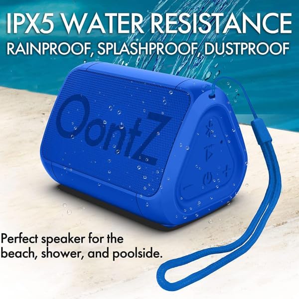 Angle Solo Portable Speaker - IPX5 Water-Resistant 5.0 Bluetooth Speaker with 100Ft Wireless Range and up to 10Hrs Playtime by OontZ (Blue)