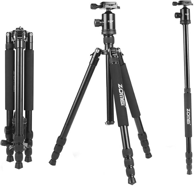 ZOMEI Tripod,Camera Tripod,Lightweight Camera Travel Z818 Tripod Aluminium Alloy Monopod with 360 Panorama Ball Head Quick Release Plate Ball for DSLR Canon Sony Nikon Cameras(Black)