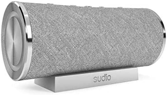 Sudio Femtio Portable Bluetooth Speakers - Wireless, IPX6 Waterproof, Dual Play, with Microphone, 14h Play Time, for Android and iOS (Silver)