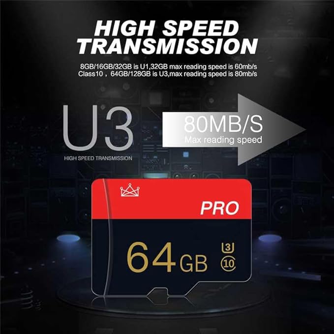 2 Pack Micro Memory Card 64GB Class 10 with Adapter High Speed Memory Card for Tablet,Camera,Drone