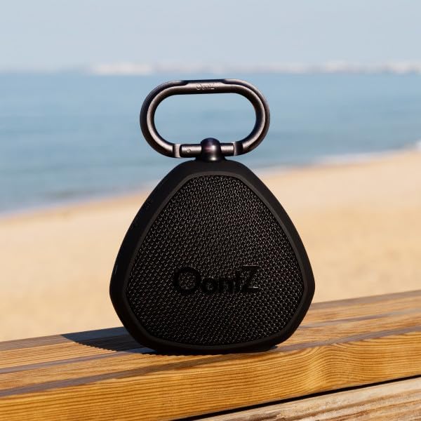 Oontz Mini Bluetooth Speaker 5.0-5W Sound, 12-Hr Battery, 100ft Wireless Range, IPX7 Waterproof, Budget-Friendly Small Portable Clip On Speaker for Shower, Travel, Party, Outdoor or Home (Black)