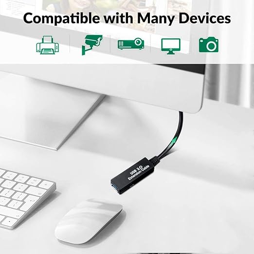 33FT USB 3.0 Active Extension Cable,USB Extension Cord A-Male to A-Female,Compatible with Oculus Quest 3 VR,Headset,Hard Drive,Printer,Webcam,Scanner,PS4 More