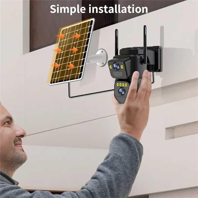 Security Cameras Outdoor WiFi,5G/2.4G Cameras for Home Security Solar Power with Dual Lens,Motion Detection,Night Vision,2-Way Audio,Weather Proof,No Subscription Fee