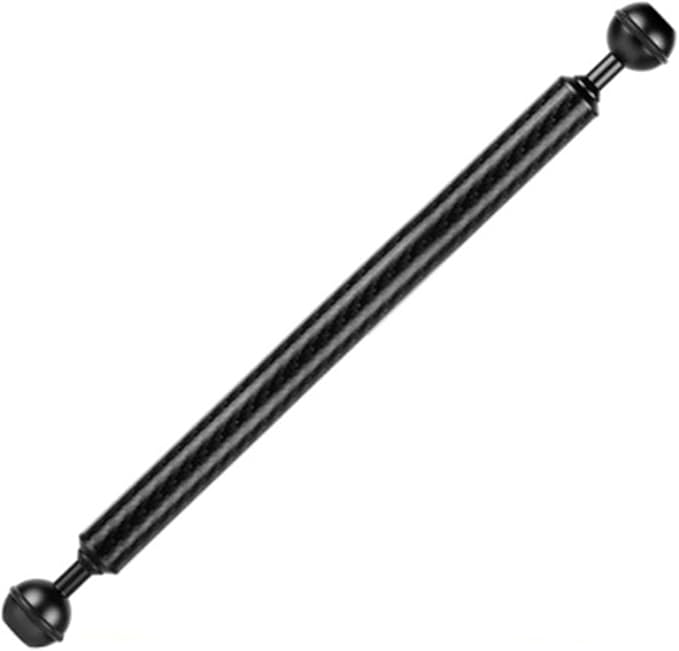 Carbon Fiber Underwater Float Arm, 1-inch Dual Ball Buoyancy Arm for Underwater Camera Tray, Video Light & Strobe for Scuba Diving Photography & Videography (Black, 12 inches)
