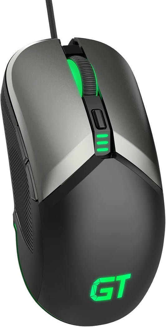RaceGT Wired Gaming Mouse, USB Optical Computer Mice with High-Precision Adjustable up to 8000 DPI, Ergonomic Computer USB Mouse with RGB Backlit for Windows/PC/Mac/Laptop