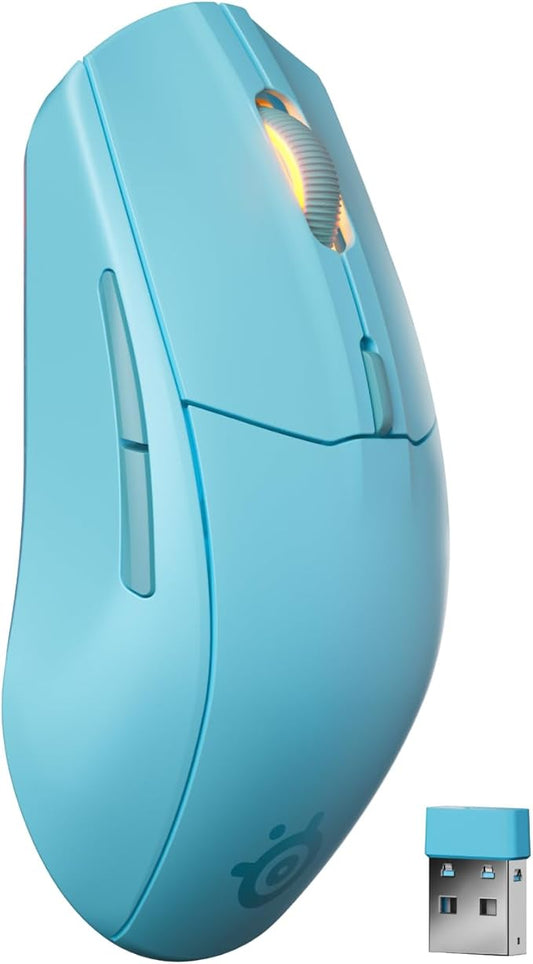 SteelSeries Rival 3 Wireless Gen 2 Gaming Mouse — 2.4GHz and Bluetooth — 18000 DPI TrueMove Air Optical Sensor — 60 Million Click Durability — Light-Weight — 100% PTFE Feet — Aqua