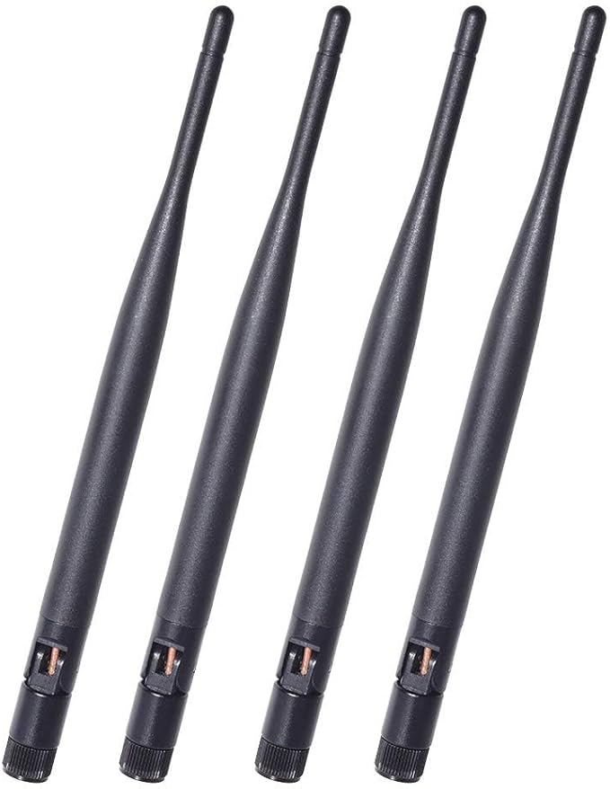 Bingfu Dual Band WiFi 2.4GHz 5GHz 5.8GHz 6dBi MIMO RP-SMA Male Antenna (4-Pack) for WiFi Router Wireless Network Card USB Adapter Security IP Camera Video Surveillance Monitor