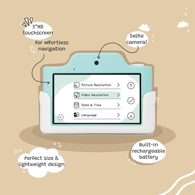 Kidamento Kids Digital Camera & Video Camcorder with Touchscreen, Soft Silicone Casing, Detachable Lens Cap, 32GB Memory Card - Model K Zippy The Sloth