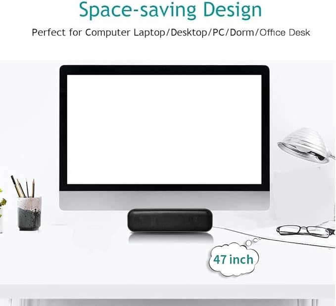 USB Computer Speaker for Desktop, USB Powered, Plug and Play, Soundbar Portable Mini PC Speaker for Desktop Computer and Windows PCs(Black)