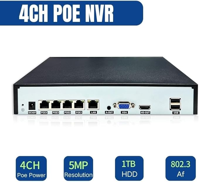 Underwater Camera Kit with POE NVR with 1TB Hard Drive, 32ft Cable for Underwater Video Recording