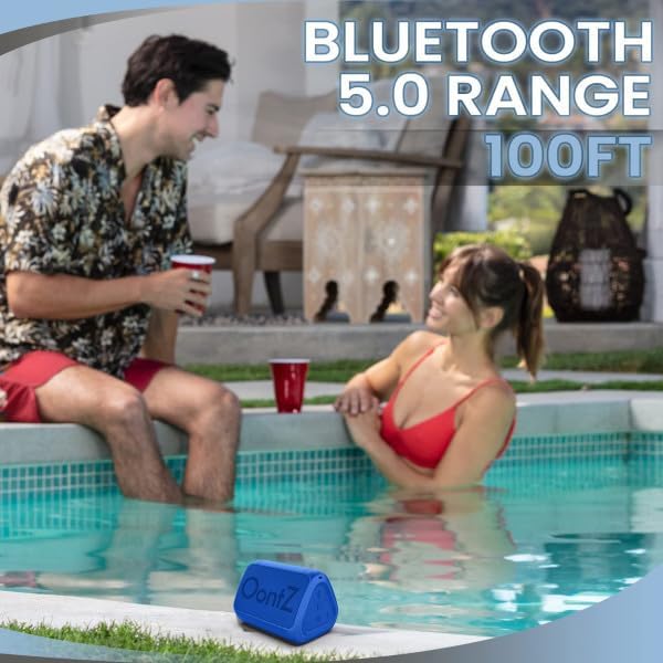Angle Solo Portable Speaker - IPX5 Water-Resistant 5.0 Bluetooth Speaker with 100Ft Wireless Range and up to 10Hrs Playtime by OontZ (Blue)