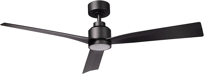 WAC Smart Fans Clean Indoor and Outdoor 3-Blade Smart Home Ceiling Fan 52in Matte Black with 3000K LED Light Kit and Remote Control works with Alexa and iOS or Android App