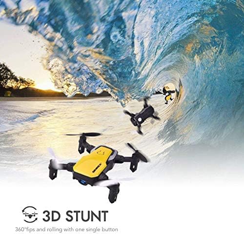 X300C Mini Drone with Camera 720P HD FPV, RC Quadcopter Foldable Drone With Altitude Hold, 3D Flip, Headless Mode, Gravity Control and 2 Batteries, Gifts for Kids, Adults, Beginner (Yellow)