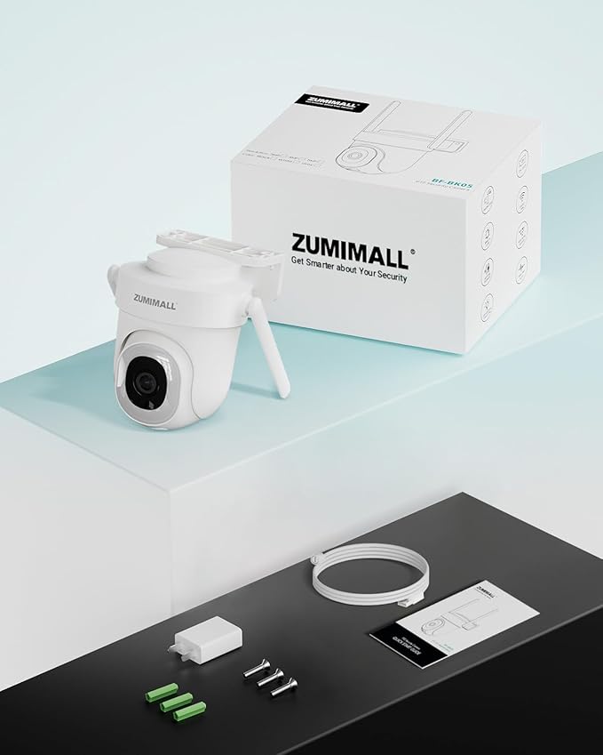 ZUMIMALL 5MP Security Camera Outdoor - 2.4G/5G WiFi, Wired Camera 24/7 Recording | AI Motion & Noise Detection, 360° Auto Tracking, Color Night Vision | IP66 Weatherproof, Alexa Compatible