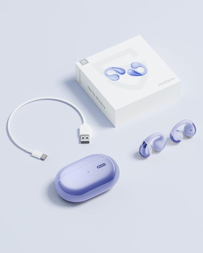 SoundPEATS PearlClip Pro Ear Ultra Open Ear Earbuds Wireless Headphones Bluetooth 5.4 Earphones Clip On Ear Buds with Mic, IPX5 Waterproof, 24 Hrs Play for Running Cycling Fitness