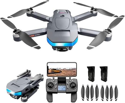 GPS Drones with Camera for adults 4K, Long Flight Endurance（50 minutes）, GPS 5G WIFI FPV Quadcopter for Beginners with Optical Flow Positioning,Brushless Motors,No obstacle avoidance, GPS Return Home,Include 2 batteries