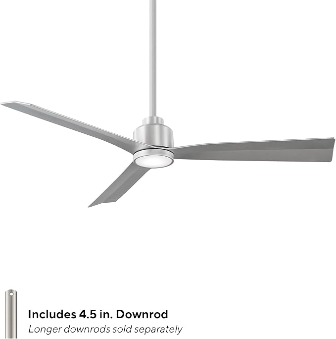WAC Smart Fans Clean Indoor and Outdoor 3-Blade Ceiling Fan 52in Brushed Aluminum with 3000K LED Light Kit and Remote Control works with Alexa and iOS or Android App