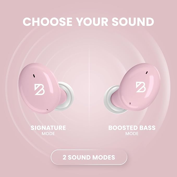 Back Bay Audio Tempo 30 Wireless Earbuds for Small Ears - Award-Winning Sound, Sweatproof Bluetooth Earbuds, Comfortable Ear Buds for Women, Pink Earphones Small Ear Canals, Long Battery Headphones
