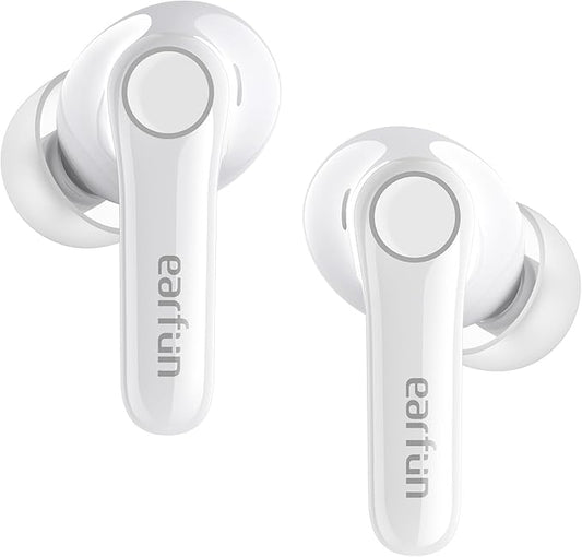 EarFun Air Pro 4 Adaptive Hybrid Noise Canceling Wireless Earbuds, Qualcomm Snapdragon Sound, aptX Lossless, 6 Mics AI CVC 8.0 Call, LDAC Hi-Res Audio, 52H Playtime, Bluetooth 5.4 (Glossy White)