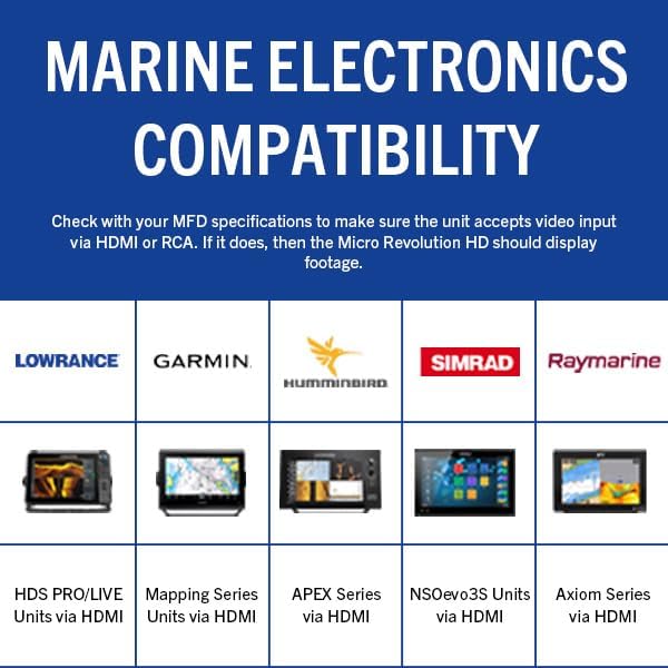 Aqua-Vu Micro Revolution HD Underwater Camera for Fishing – Live Sonar Compatible with Humminbird APEX, Garmin GPSMAP, Lowrance HDS, HDMI/RCA/BNC Output for Ice, Kayak & Boat Fishing