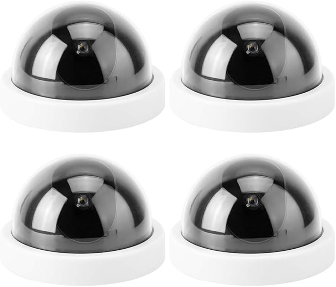 Security Camera Dummy Fake Cameras Outdoor,Blink Outdoor Camera Dummy Security Cameras,Surveillance Cameras 4Pcs Dome Simulation Camera CCTV Dummy Fake Security Camera with Flashing Led Light(White)