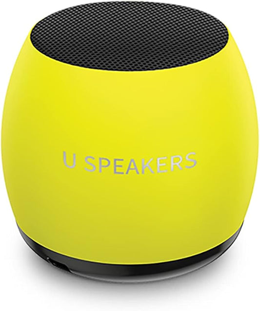 Fashionit U Micro - Small Bluetooth Speaker | Coin-Sized Speakers Bluetooth Wireless with Built-in Mic & Remote Shutter | Portable Rich Sound for Travel, Shower, Beach | Glow Yellow