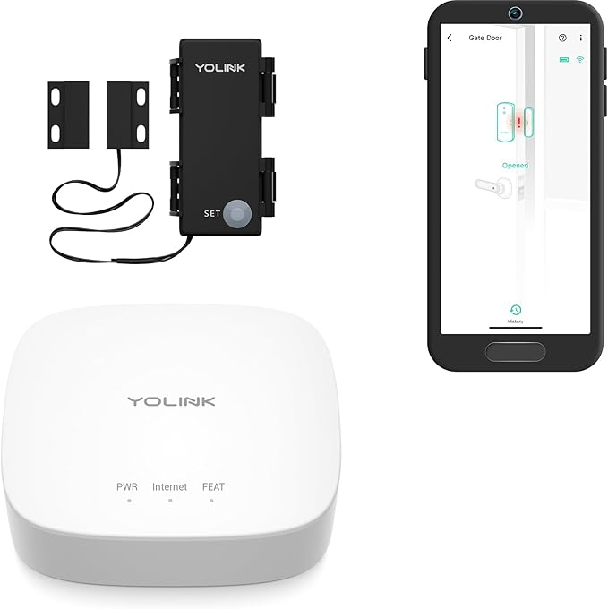 YoLink LoRa Smart Outdoor Contact Sensor & Hub Starter Kit, Gate & Shed Door Sensor, Universal Contact-Closure Sensor, Email/SMS/Push Alerts, 1/4 Mile Open Air Range, Alexa, IFTTT, Home Assistant