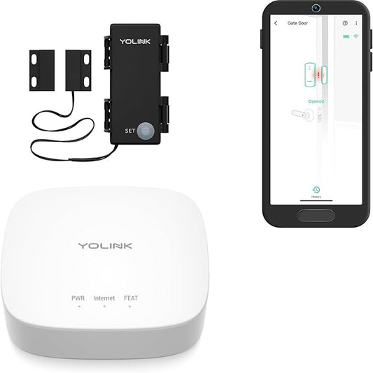 YoLink LoRa Smart Outdoor Contact Sensor & Hub Starter Kit, Gate & Shed Door Sensor, Universal Contact-Closure Sensor, Email/SMS/Push Alerts, 1/4 Mile Open Air Range, Alexa, IFTTT, Home Assistant