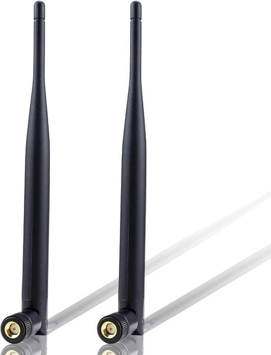 WiFi 6 / 5G Router Antennas, Dual Band 5GHz 8dBi High-Gain MIMO SMA Male (Inner pin) Omni Antennas (2-Pack) for Routers, Gateways, WiFi Cards, Security Cameras, Kaunosta