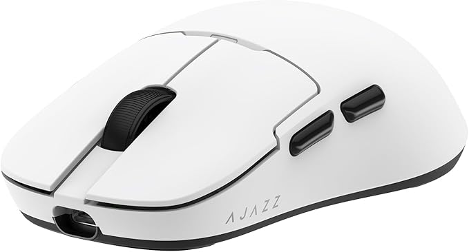 AJ159P MC Triple Mode (2.4G/Wired/Bluetooth 5.2) Gaming Mouse, 12000 DPI, 56g Ultra-Light, Magnetic RGB Charging Dock, Programmable 6 Buttons, Ergonomic Design for Computer Laptop PC, White