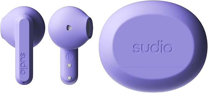 Sudio A3 All-Day Wireless Earbuds – 25H Playtime, Bluetooth 5.4, Sweat & Splashproof, Balanced Sound, Clear Calls with Enhanced Mics, USB-C Charging, Made from Recycled Plastics (Purple)