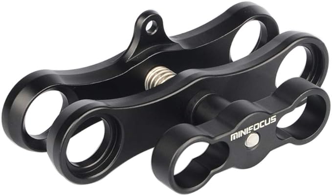 MINIFOCUS 1" Long Ball Clamp Dual Holder Mount for Underwater Photography Diving Light System, Compatible for GoPro Action Camera Flashlight Arms System(2 PCS)
