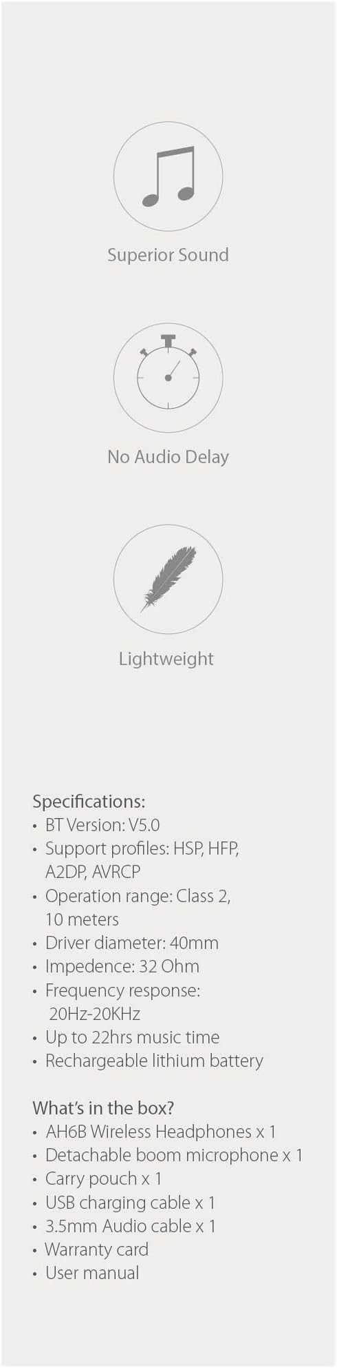 Avantree AH6B - Bluetooth On Ear Headphones with Detachable Mic for Work in Office or at Home, Premium Sound, Soft Padding, Lightweight, Wireless & Wired Headset for Phone PC Laptop, Champaign Gold