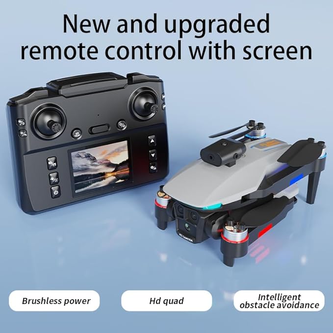 Upgraded Foldable Drone, Ideal for Indoor & Outdoor, Remote Control Drone, 360° Intelligent Obstacle Avoidance, with Screen, One Click Landing, One Key Take Off