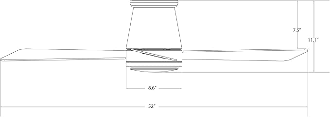 WAC Smart Fans Hug Indoor and Outdoor 3-Blade Flush Mount Smart Home Ceiling Fan 52in Brushed Nickel with 3000K LED Light Kit and Remote Control works with Alexa and iOS or Android App