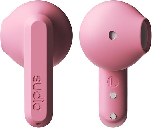 Sudio A3 All-Day Wireless Earbuds – 25H Playtime, Bluetooth 5.4, Sweat & Splashproof, Balanced Sound, Clear Calls with Enhanced Mics, USB-C Charging, Made from Recycled Plastics (Pink)
