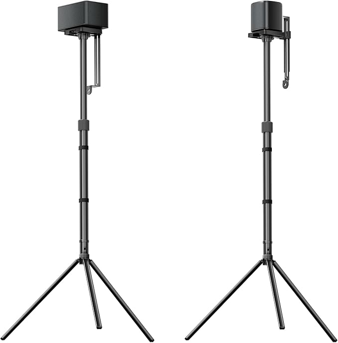 ULTIMEA 2-Pack Universal Height-Adjustable Speaker Stands, Black Floor Speaker Stand with 3KG Capacity, Extendable from 62cm to 93cm for Satellite & Bookshelf Speakers, Steady 310