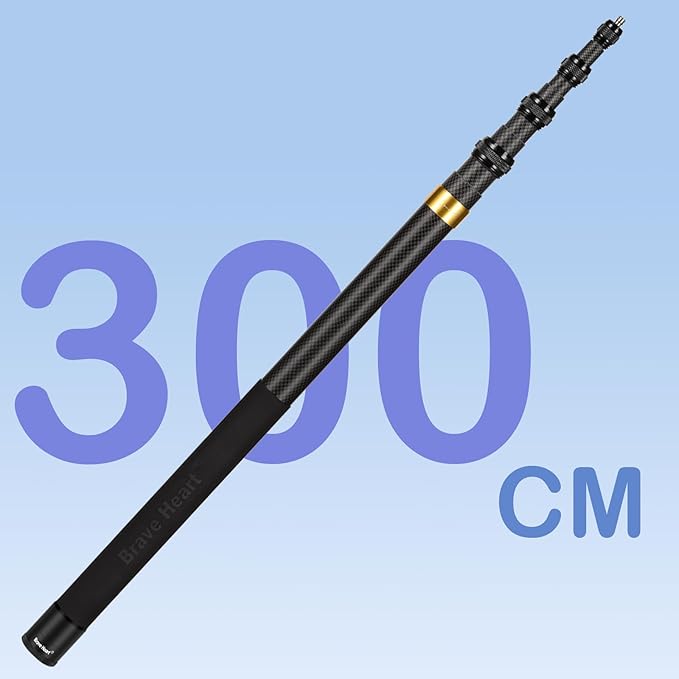 118"/3.0m Extended Long Invisible Carbon Fiber Selfie Stick for Insta360 x5 x4 Insta 360 x5 x4 x3 x2 x one rs Cameras Accessories (Yellow)